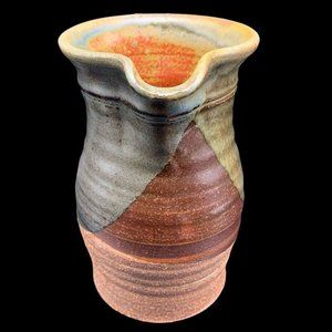 Pottery Vintage Handcrafted Carafe Pitcher Studio Art Signed, Size: 9”T x 7”W